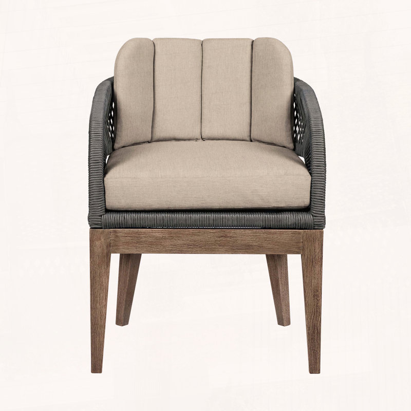 Chaise de patio en bois d'eucalyptus avec coussin en oléfine