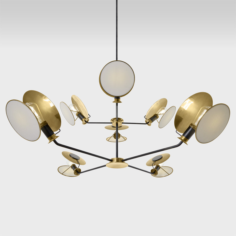 Thomas O'Brien Osiris Large Reflector Chandelier, Bronze/Hand-Rubbed Antique Brass, 21.5" H x 54" W x 54" D