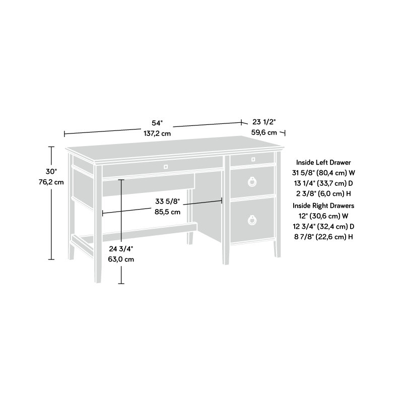 Bureau à simple caisson en chêne Cascade