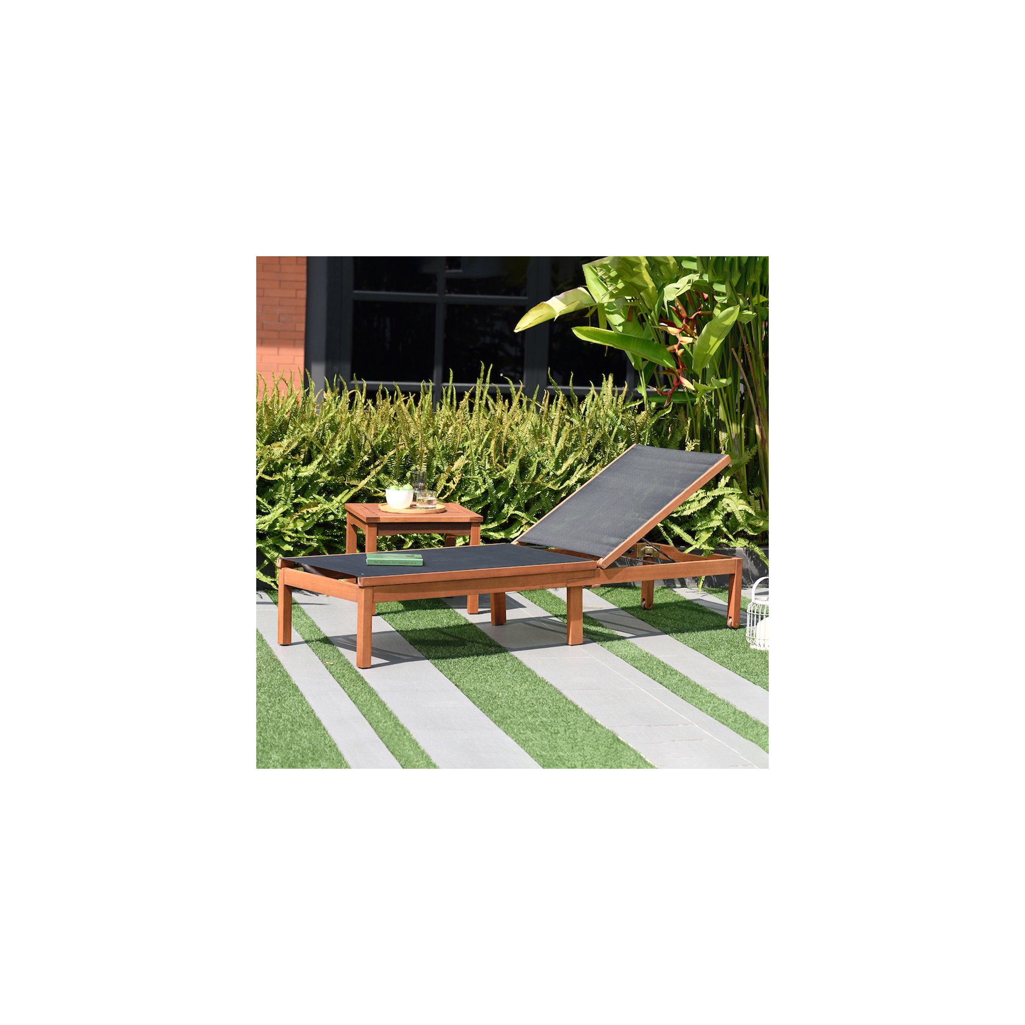 Medrano 23.5'' Outdoor Aluminum Chaise Lounge, Black