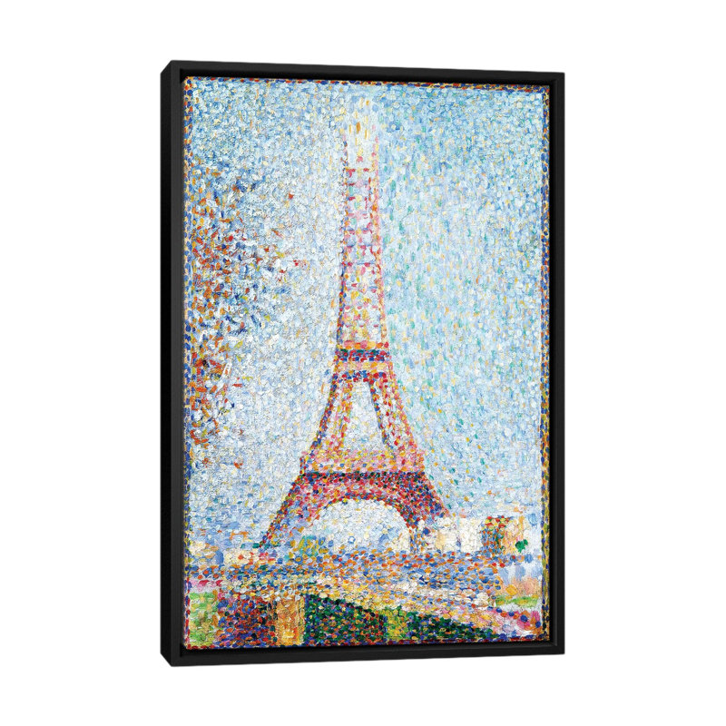«The Eiffel Tower, 1889» par Georges Seurat, impression sur toile, H 26 po x l 18 po x P 1,5 po, Toile encadrée noire