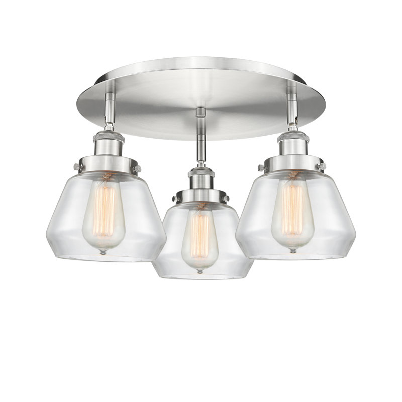 Bianet Glass Flush Mount, Clear, Satin Nickel