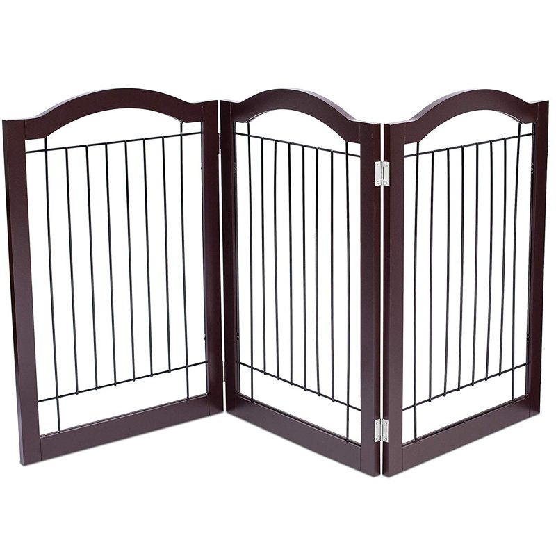 Barrière pour chien avec dessus en arche BirdRock Home - 3 panneaux - 32 po de hauteur - Espresso, Espresso
