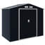 Remise de rangement extérieure de 7 pi x 4 pi Outsunny, remise en métal pour outils de jardin avec trousse de fondation, double porte verrouillable, bouches d'aération et toit incliné, pour cour arrière, patio, pelouse, gris foncé-98192076-98192078