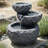 Ridgee Wood Weather-Resistant Contemporary Gray Polyresin Solar Water Fountain with Battery