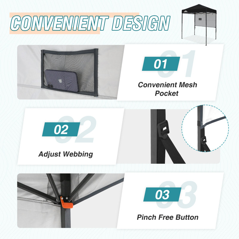 Eagle Peak 6x4 Black and Gray Adjustable Outdoor Canopy Tent