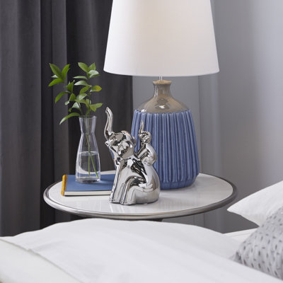 Sculpture en porcelaine argentée Glam, éléphant 11 x 5 x 7