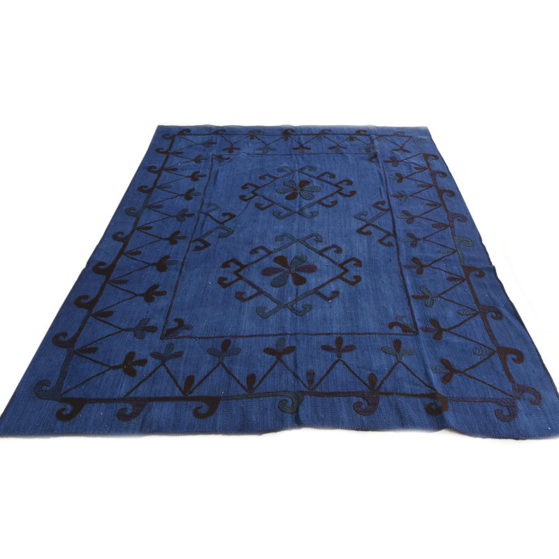 7 Ft Square Puleo Navy Blue Rug