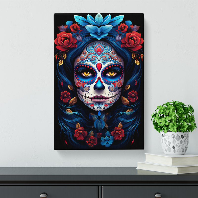 Sugar Skull Deco - No Frame Print, 50cm H x 35cm W x 3cm D