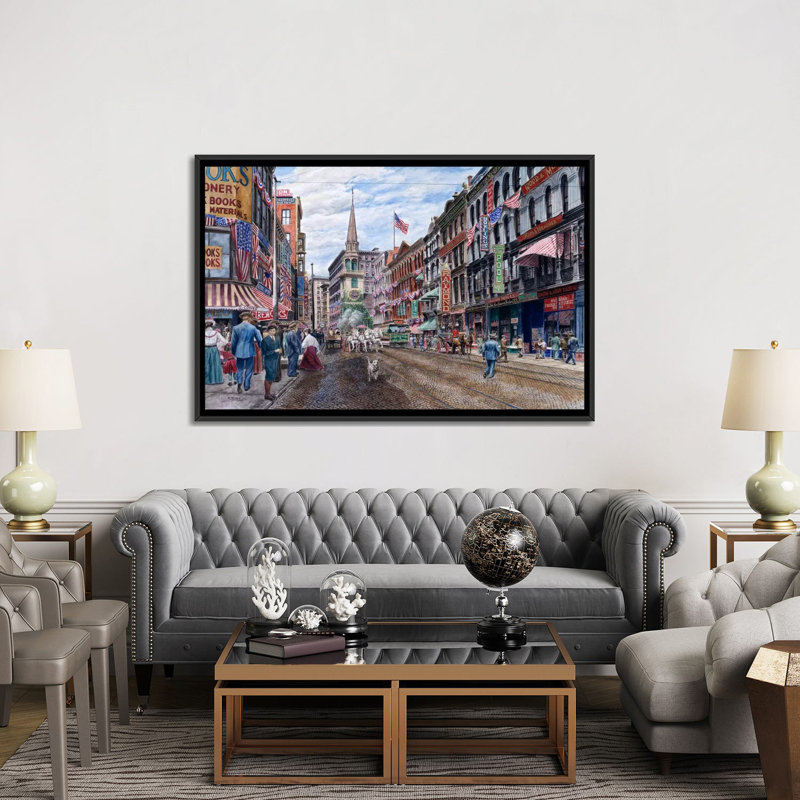« boston » par reproduction d’art sur toile Stanton Manolakas, H 32 po x l 48 po x P 1,5 po, Toile avec cadre noir