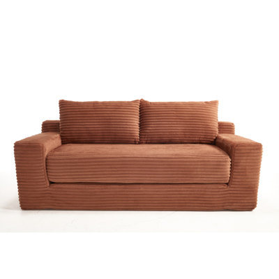 Canapé avec causeuse avec mousse à mémoire de forme et structure en acier - sans assemblage, conception convertible 2-en-1, tissu en velours côtelé - canapé compact pour les petits espaces, les appartements, le bureau à domicile et la chambre à co