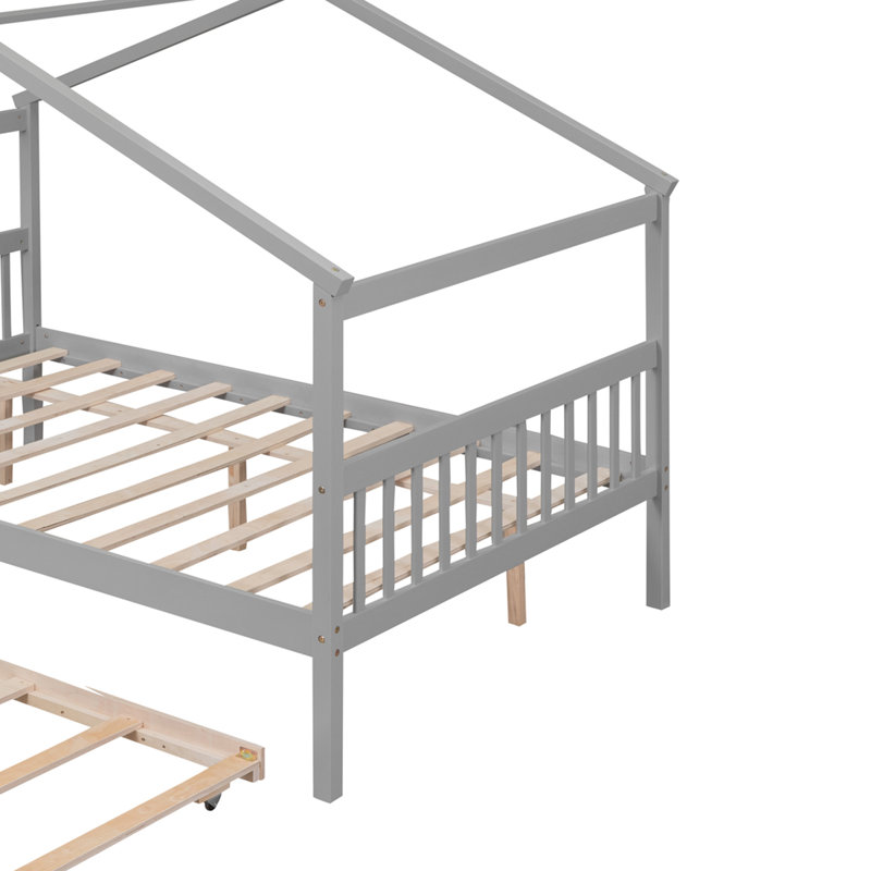 Pisinemo House Beds with Trundle, Gray, Full / Double