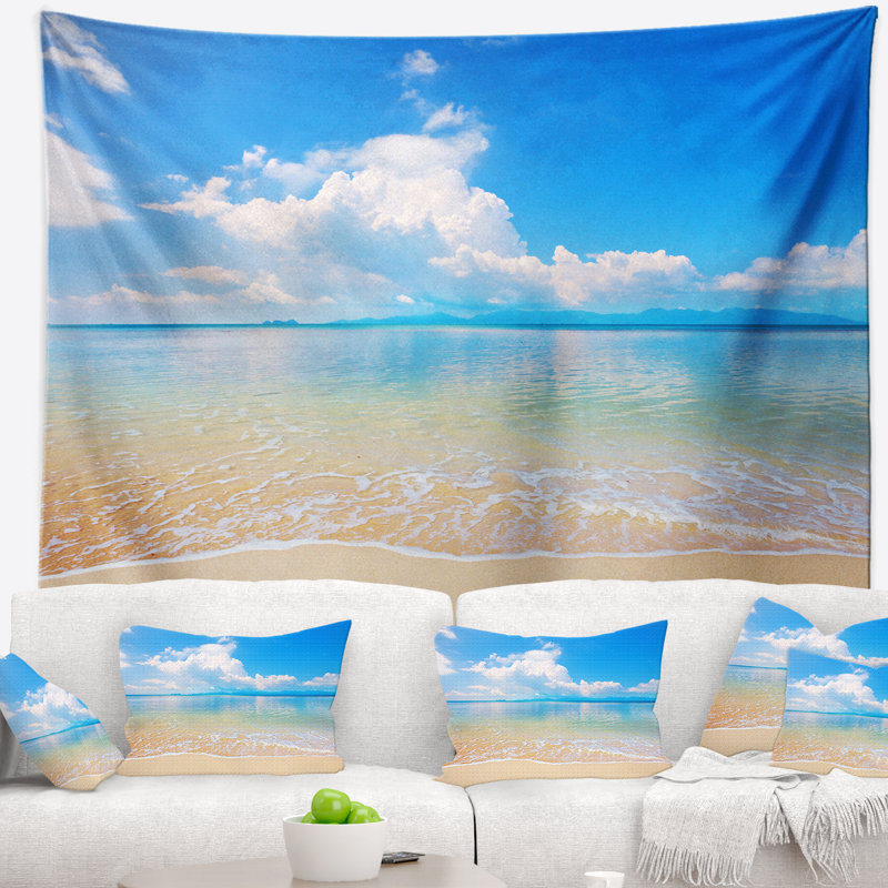 Polyester en mer de très grande taille sur tapisserie de plage calme avec accessoires suspendus inclus, H 32 po x l 39 po