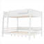Grand lit superposé détachable axé sur le rangement, cadre de lit en bois pour chambre avec tablettes de rangement intégrées et garde-corps de sécurité, finition blanche