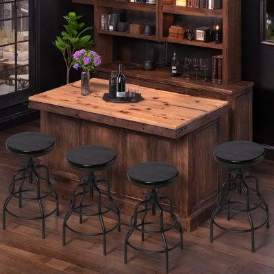 Tabouret de bar industriel rétro Vintage - Tabouret de bar pivotant rustique - Tabouret rond en métal et en métal