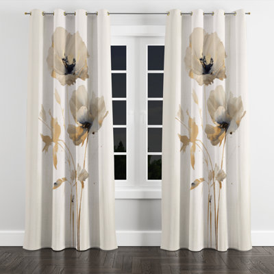 Andrenette - Floral Grommet Curtain - Velvet Room Darkening - 1 Panel