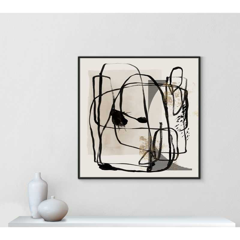 «Blot I» par Isabelle Z, L 46,5 po x H 46,5 po, Toile avec cadre, Cadre flottant noir
