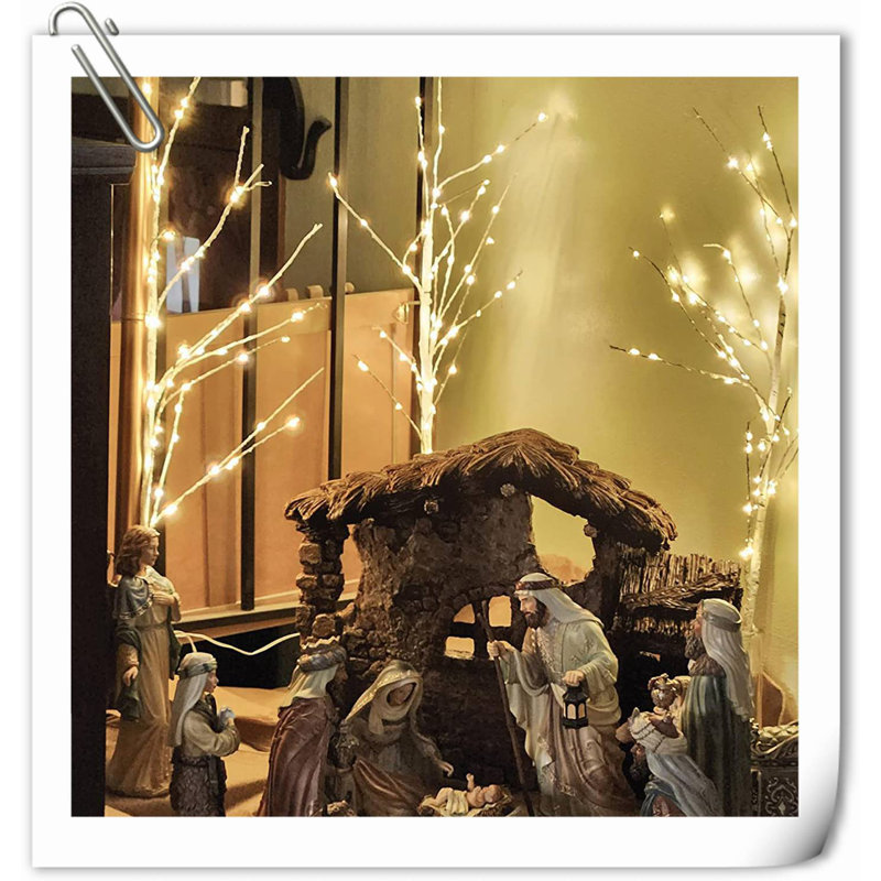 Lighted Birch Christmas Tree White Branches For Vase 33IN 180LED With Timer Plug In, Artificial Tree White Birch Twig For Christmas Home Decor Party Wedding Bedroom