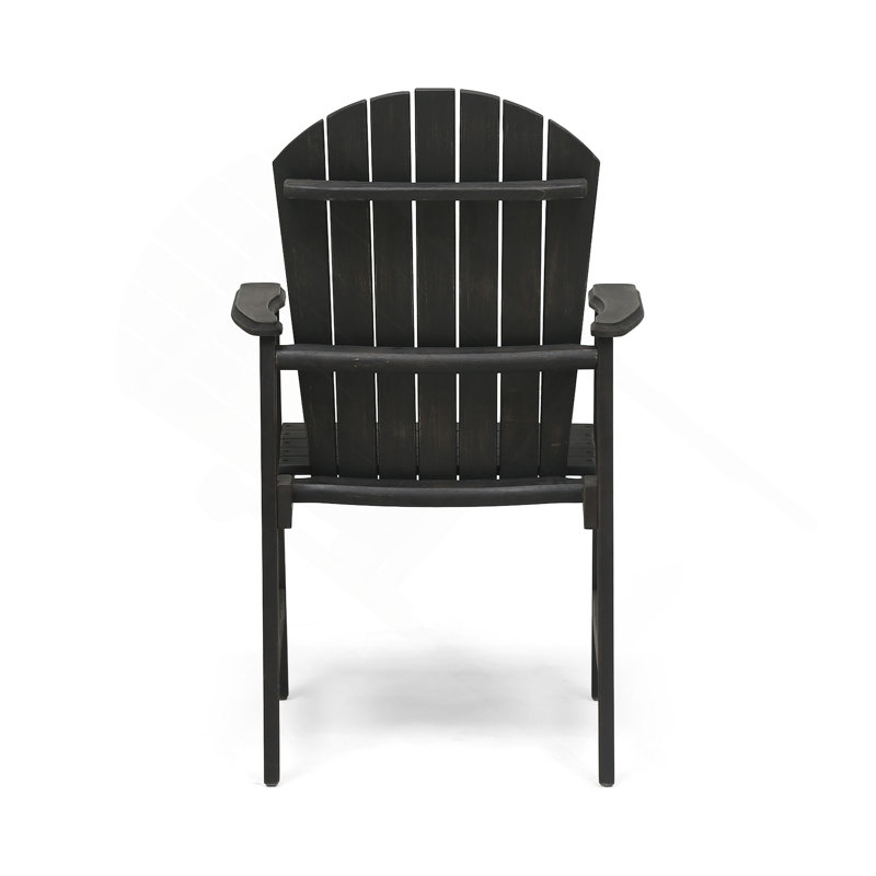 Ensemble de 2 chaises de salle à manger d'extérieur résistantes aux intempéries en bois d'acacia Adirondack, Gris foncé