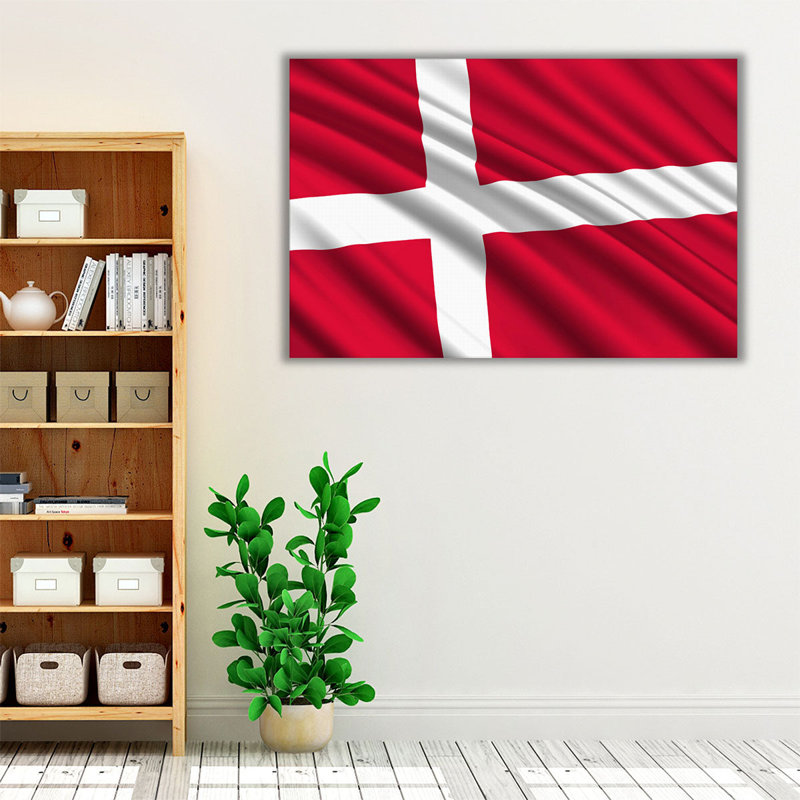 Drapeau du Danemark flottant - reproduction d'art sur toile, H 16 po x l 24 po