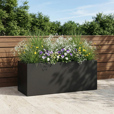 Boîte à fleurs rectangulaire en métal avec trous de drainage Dees