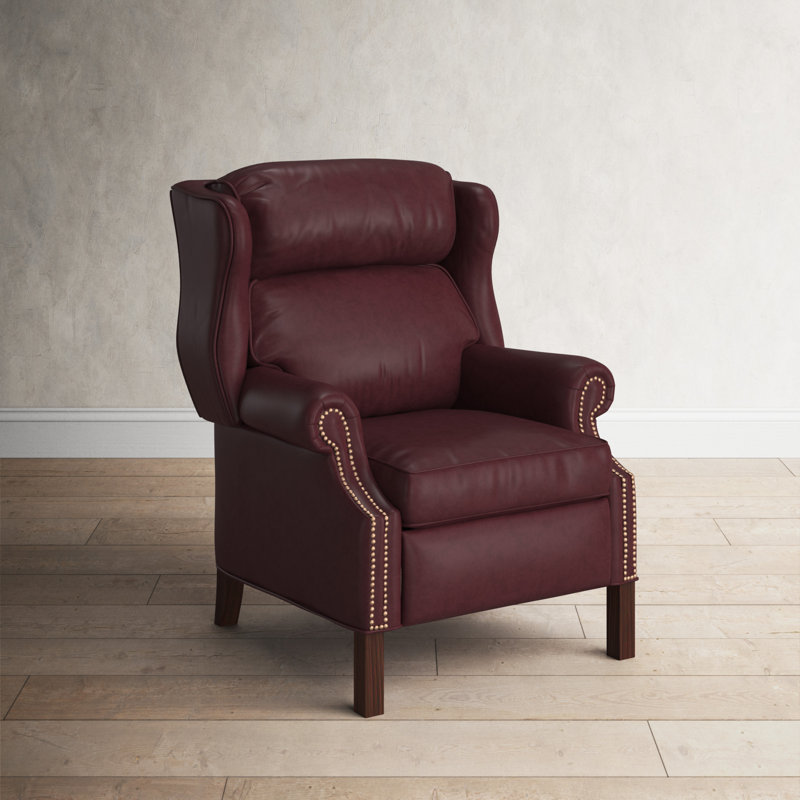 Chippendale Recliner, Central Park Red Genuine Leather