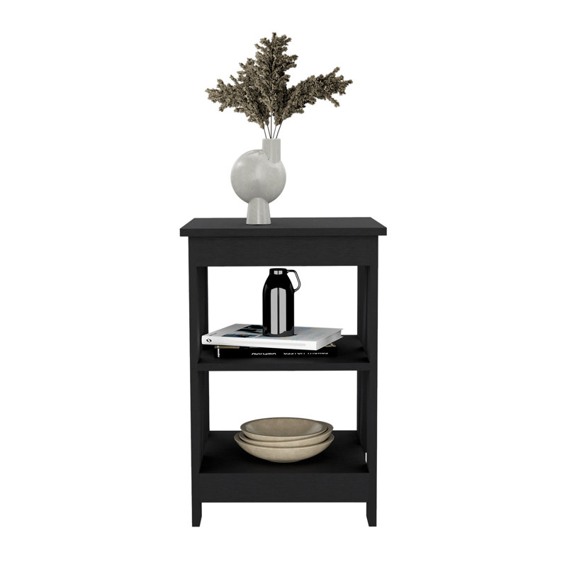 Versatile 3-Tier Side Table With Ample Storage For Various Spaces, Black