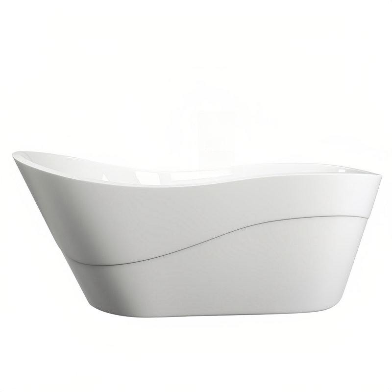 Ensemble de douche et baignoire incurvée européenne simple en acrylique blanc l 66,93 po H 27,56 po
