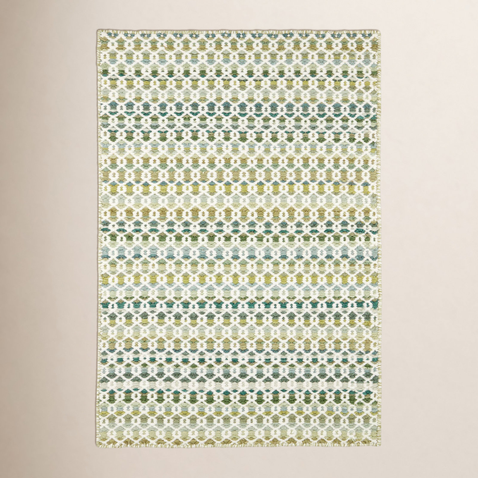 Poppy Handmade Rug, Moss/Ivory/Green, Rectangle 3' x 5'