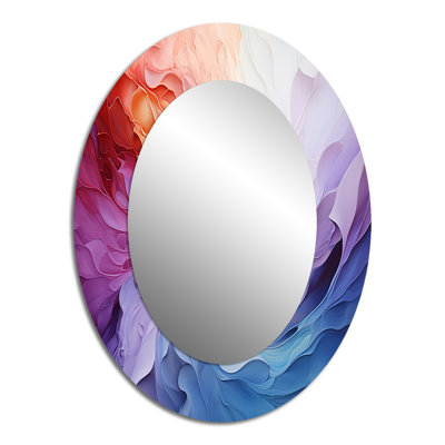 Colorful White Rainbow Spiral III - Multi-Color Traditional Oval Wall Mirror