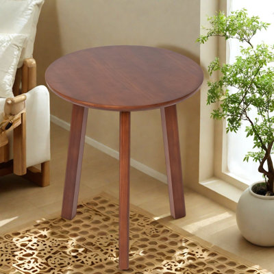 Tables de bout Modern, table d'appoint ronde en bois d'hévéa massif pour la maison