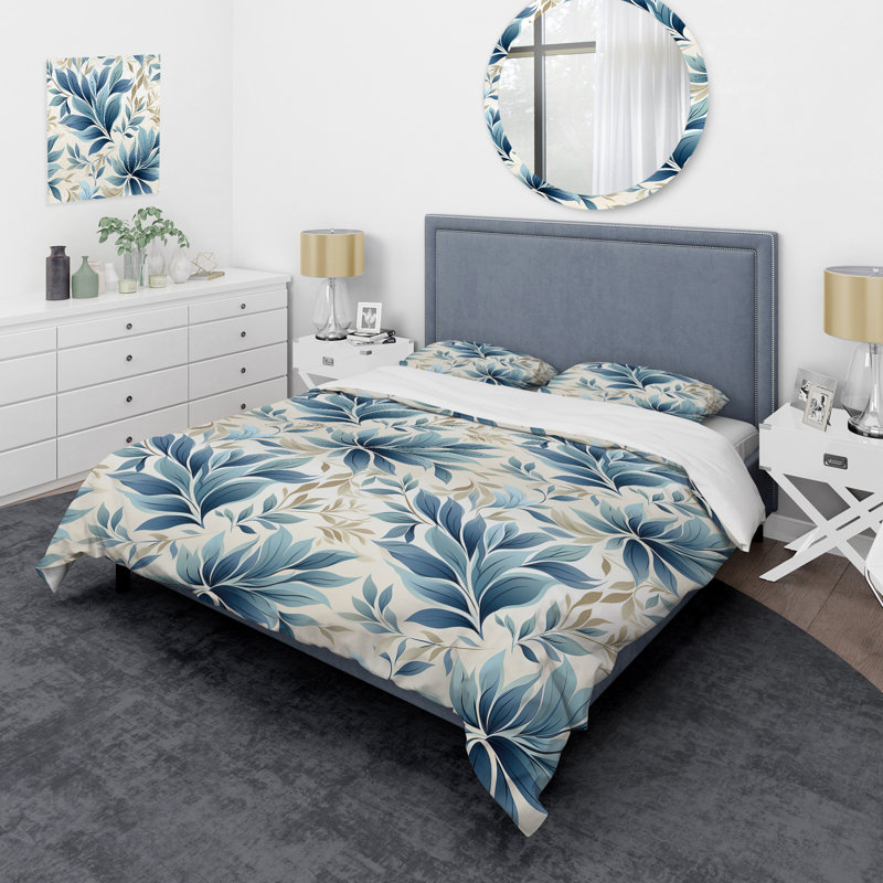 Tranquil Patterns I - Ensemble de housse de couette floral - Polyester microfibre