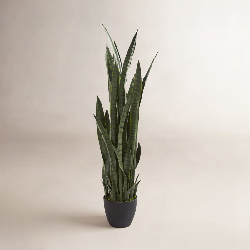 Sansevieria Artificial Plant, Green, 48" H x 9" W x 9" D