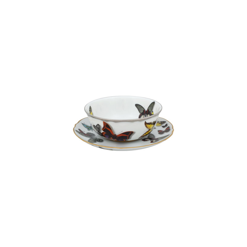 Tasse à consomme et soucoupe papillon 6,5 po Butterfly Parade