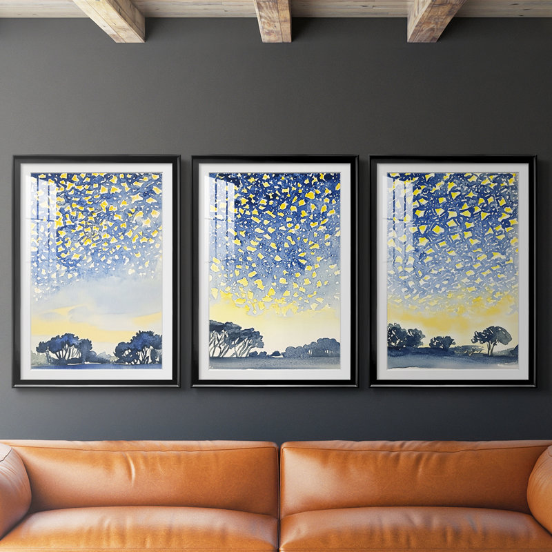 LANDSCAPES Series XLIV - Impression encadrée sur mesure de qualité supérieure - 3 pièces, H 27 po x l 39 po, Noir