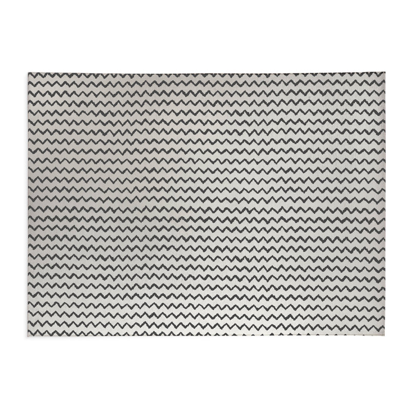 Chevron Wave Kids Play Mat, Rectangle 3' x 5', Ivory/Charcoal