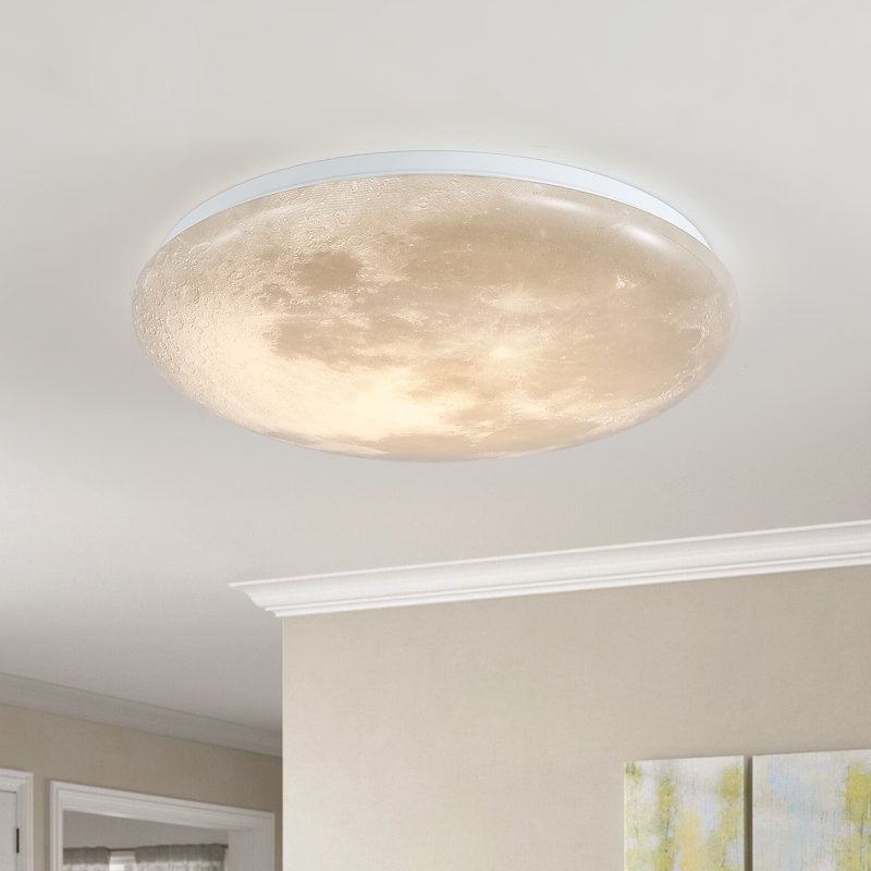 15" Moon Surface LED Ceiling/Wall Light – Adjustable Color Temp, Dimmable, ETL-Certified