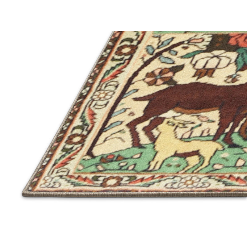 Beige/brun/vert/Tapis décoratif, Rectangle 5 pi x 7 pi