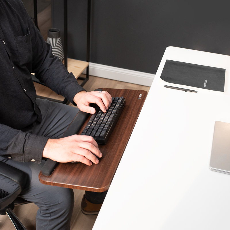 Dark Wood Adjustable Ergonomic Keyboard and Mouse Tray