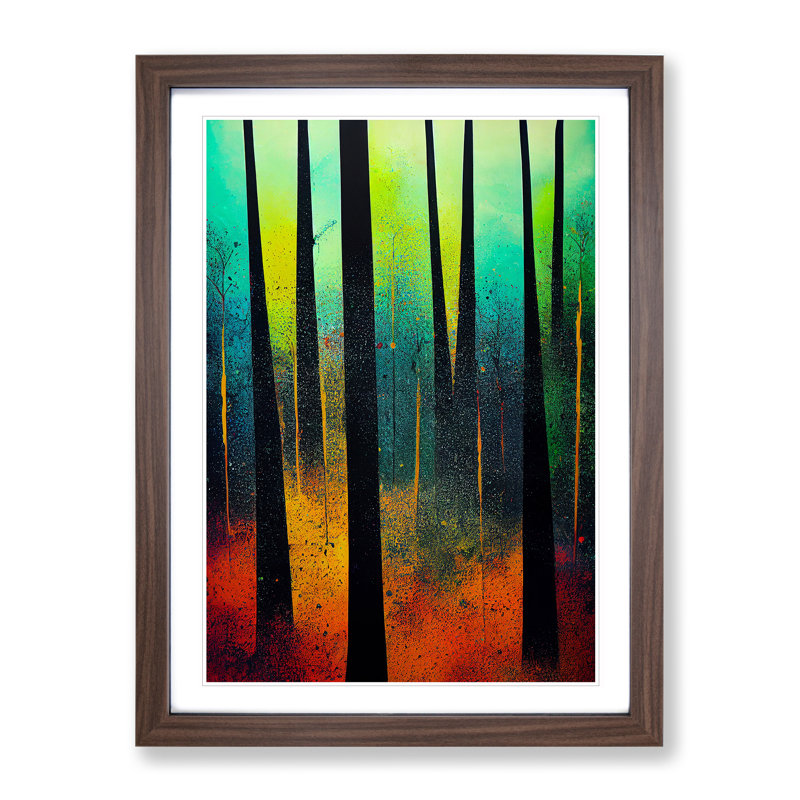 Forest In Colour No.5 Abstract - Single Picture Frame Painting, 46cm H x 34cm W x 2cm D, Walnut