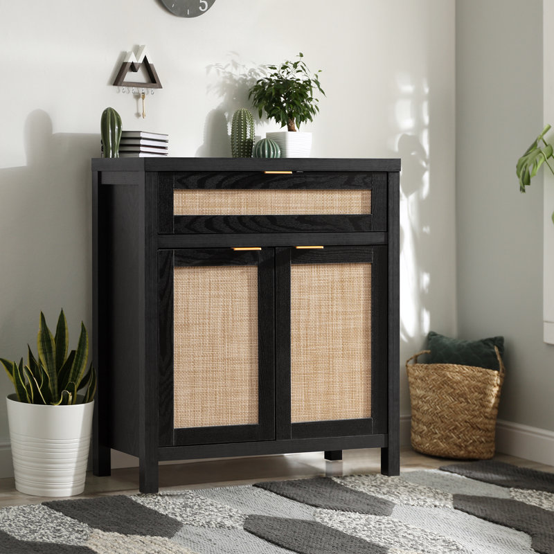 Safura 30'' Sideboard With 1 Drawer and 2 Doors, Black