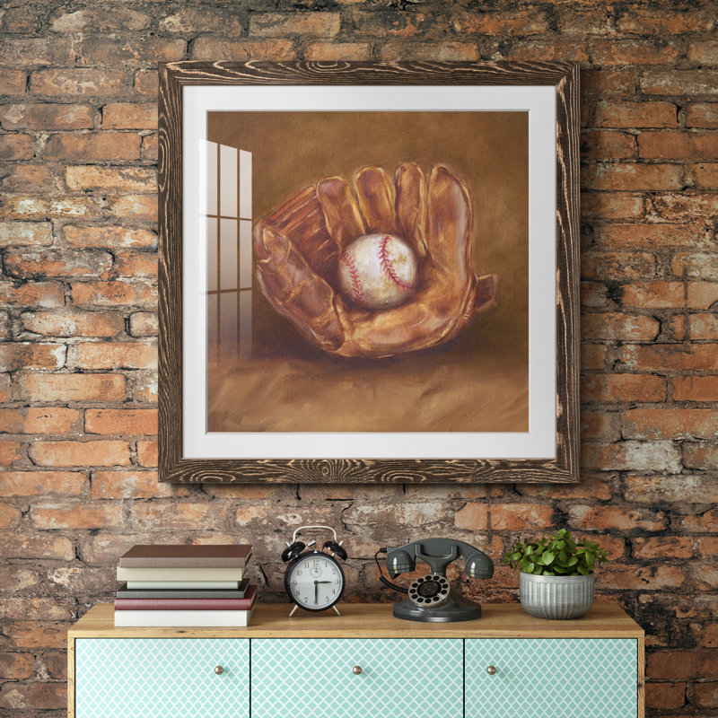 " Rustic Sports III ", 17'' H x 17'' W x 1'' D, Walnut, White