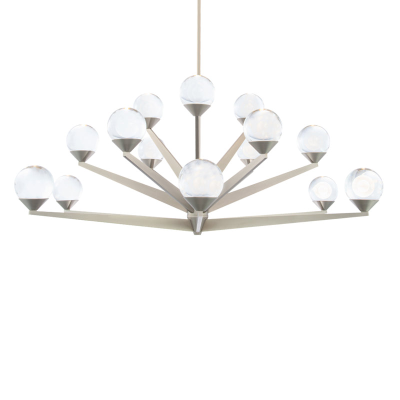 Lustre 15 lumières DEL Double Bubble, Nickel satiné