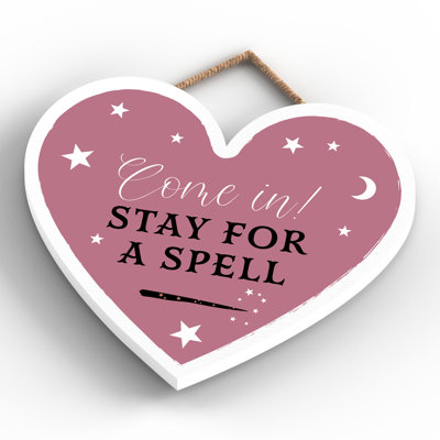 Witch Come In Wooden Heart Plaque