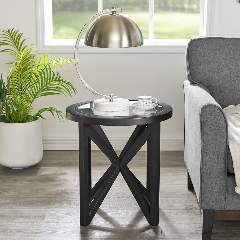 Table basse moderne en verre simple (table incluse seulement), Noir