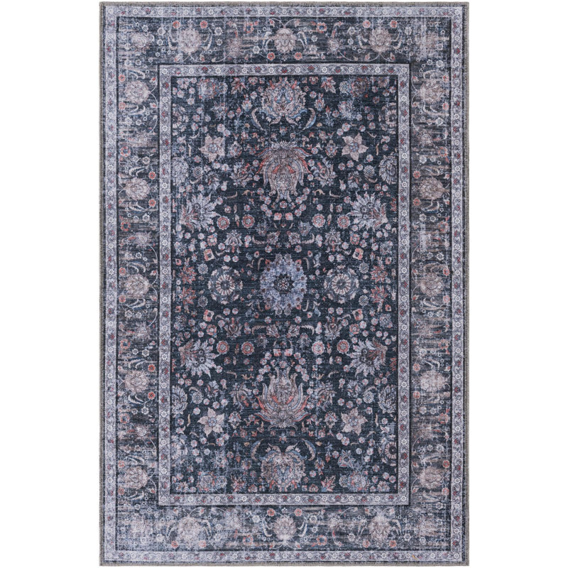 Tapis Samarth Thorine, Noir, Rectangle 4 pi 1 po x 6 pi 1 po