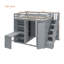 Lit mezzanine double avec garde-robe, bureau et tablettes, gris-932785051