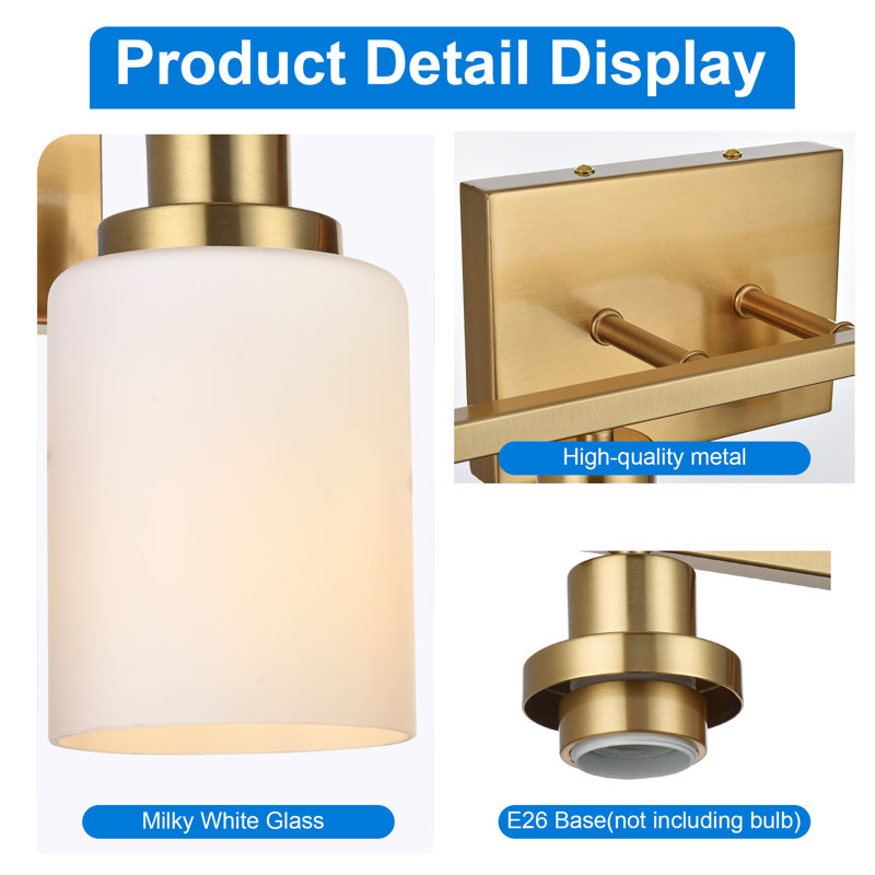 Bathroom Light Fixtures 5-Light Bathroom Vanity Light, Modern Bathroom Lights Over Mirror With Milky White Glass Shade, Bathroom Wall Sconces Vanity Lighting Fixtures For Bedroom Hallway