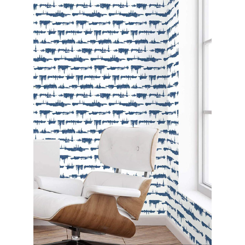 Rouleau de papier peint auto-adhésif L 18 pi x l 20,5 po Bemment, Bleu marine