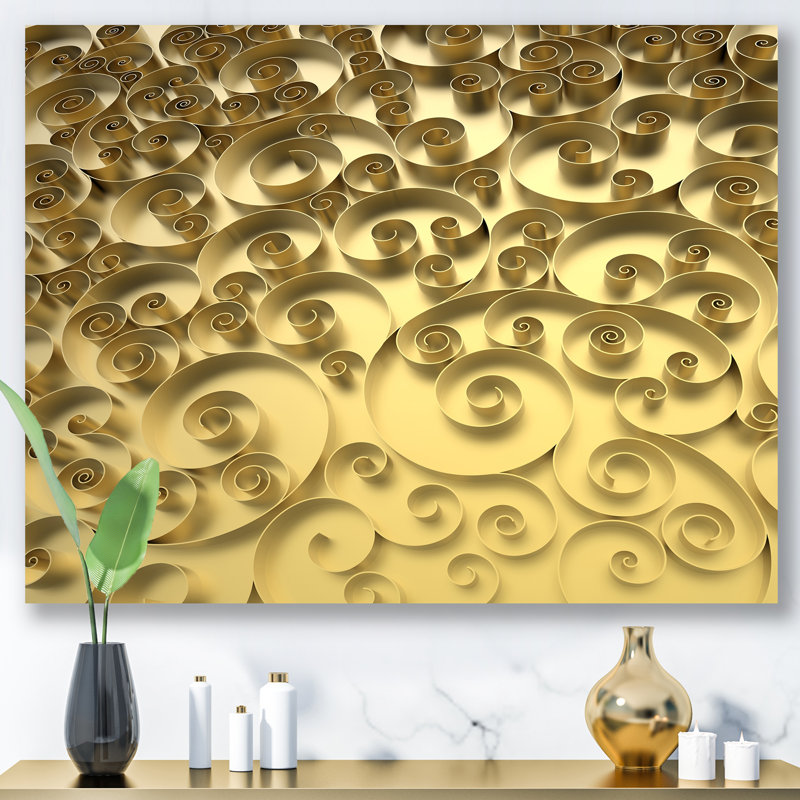 3D Golden Curly fond - impression sur toile tendue, H 20 po x l 40 po x P 1po